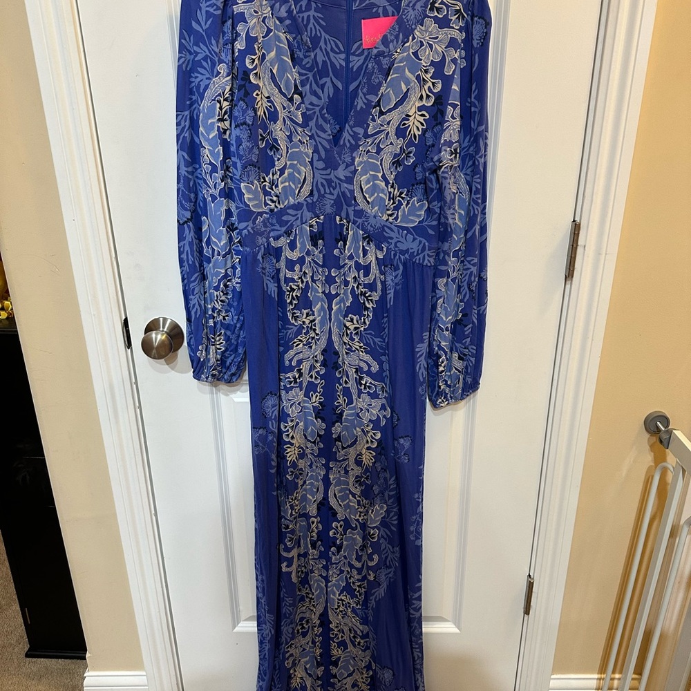 Lilly Pulitzer Blue and Cream Long Sleeve Dress